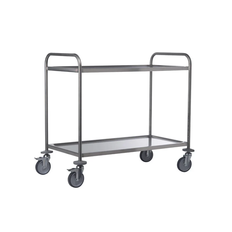 Carrello inox 2 piani con freno cm.100x50 h.85