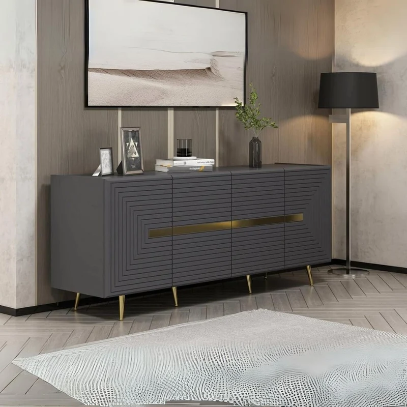 Madia Jose 4 ante antracite con particolari oro 180x47x75h