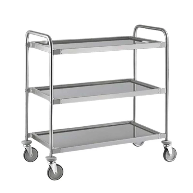 Carrello inox 3 piani saldato con freno cm.80x50 h.93.5