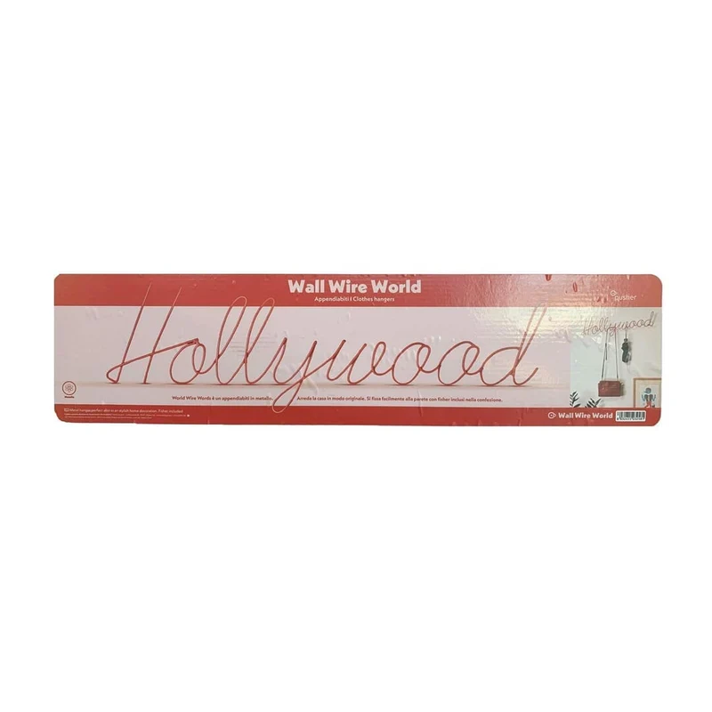 Pusher Appendiabiti Wall Wire Words Hollywood Rosso