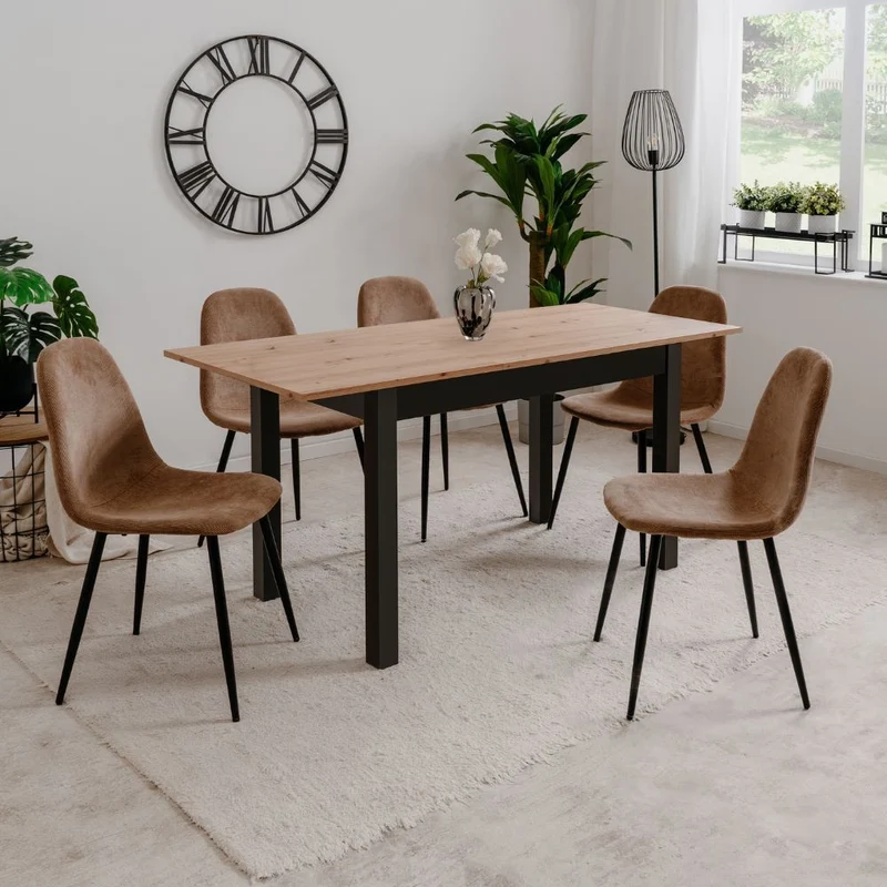 Tavolo allungabile Coburg 120 colore rovere con gambe nere