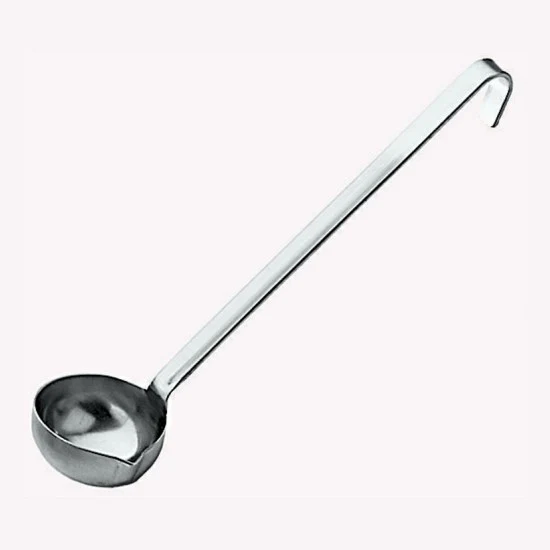 Mestolo inox unipezzo cm.6.5 becco a versare e manico corto paderno