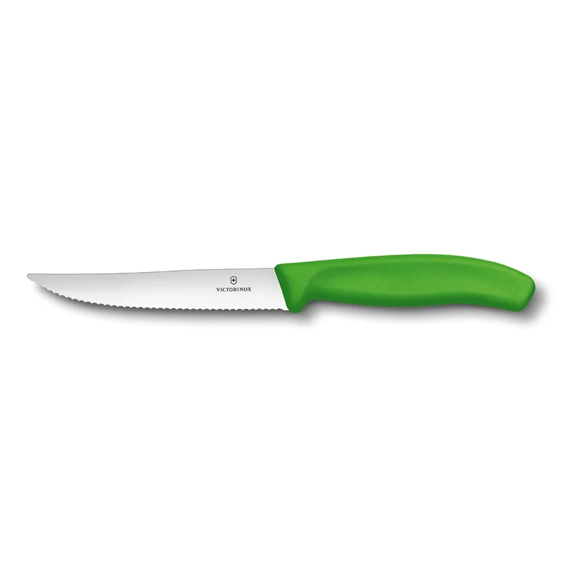 Coltello bistecca/pizza ondulato - manico verde