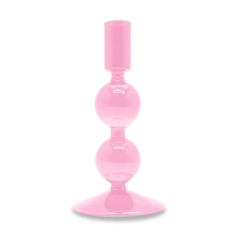 Porta candele in vetro borosilicato - 16 cm Rosa