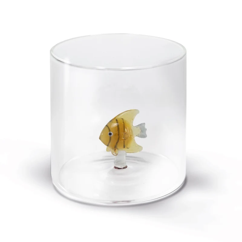 Wd Lifestyle Bicchiere in vetro borosilicato - 250 ml / Decoro Pesce Oro