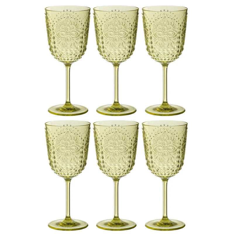 J-Line bicchiere da vino Acrilico - plastica - verde - confezione da 6