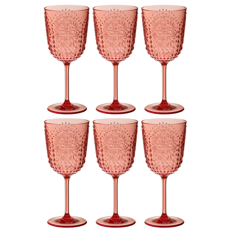 J-Line bicchiere da vino Acrilico - plastica - rosso - confezione da 6