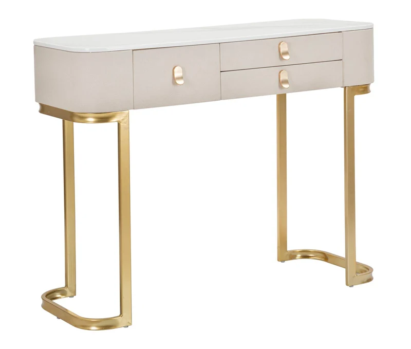 Console Elegante con 3 Cassetti e Piano in Simil Marmo cm 100x40x80