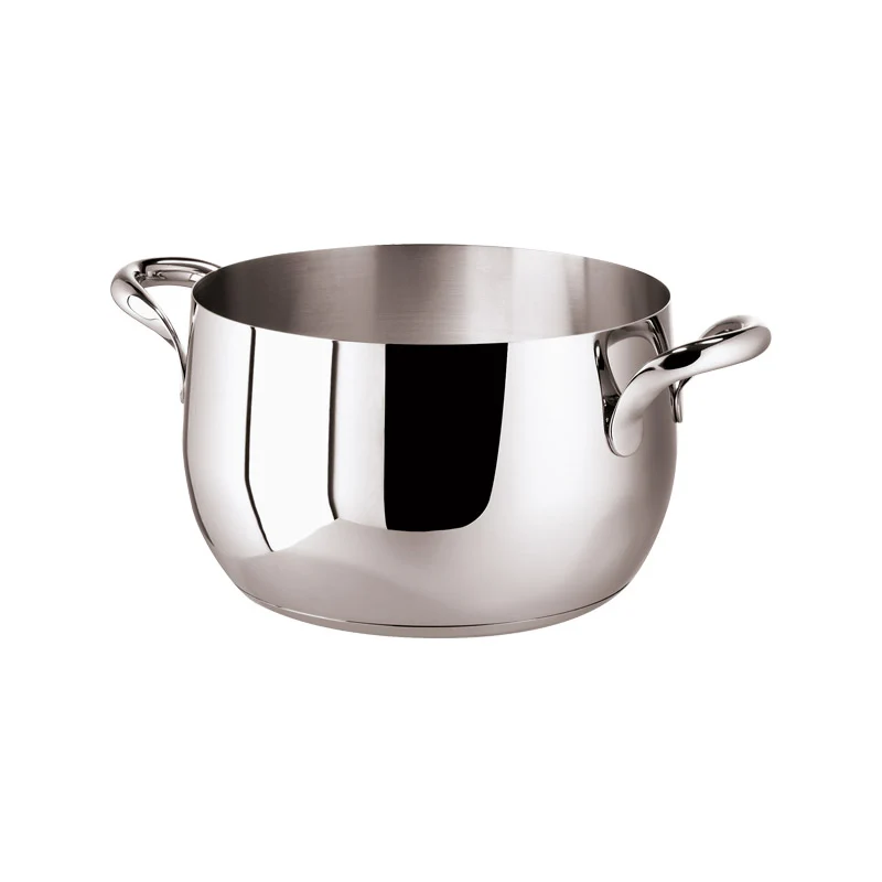 KIKKA Casseruola Alta 2 Maniglie 20 CM - Acciaio Inox Mirror