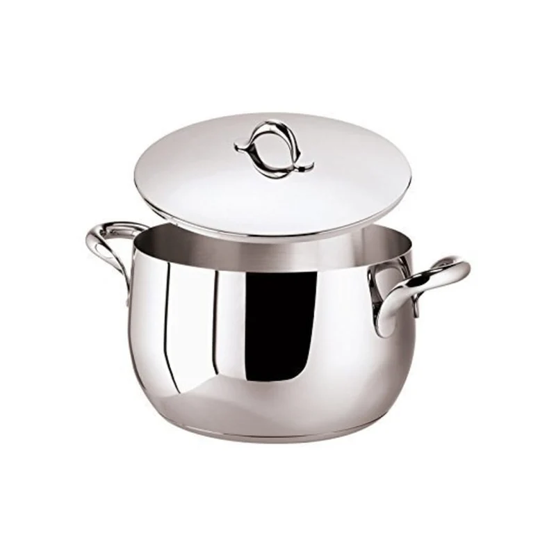 KIKKA Casseruola Alta Con Coperchio 24 CM - Acciaio Inox 18/10