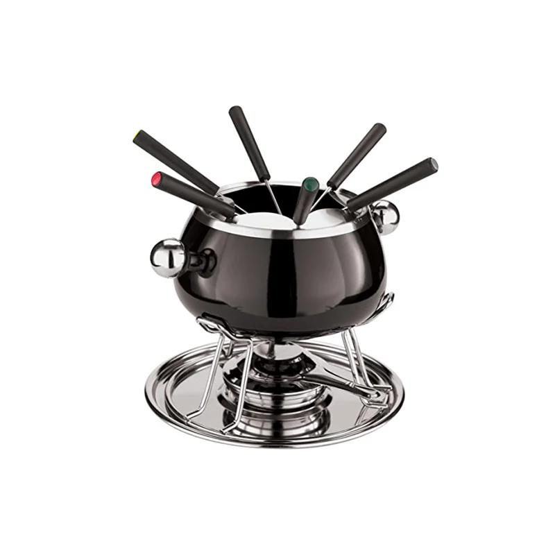 Fonduta bourguignonne inox nera 6 forchettine
