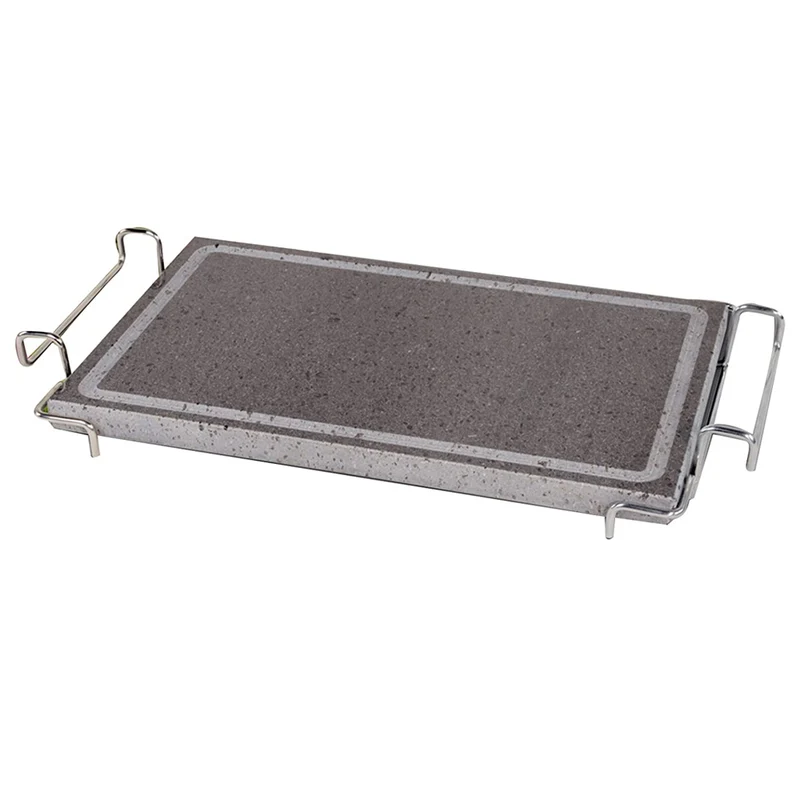 Pietra lavica convivio cm.21x29 rettangolare con stand inox fisso