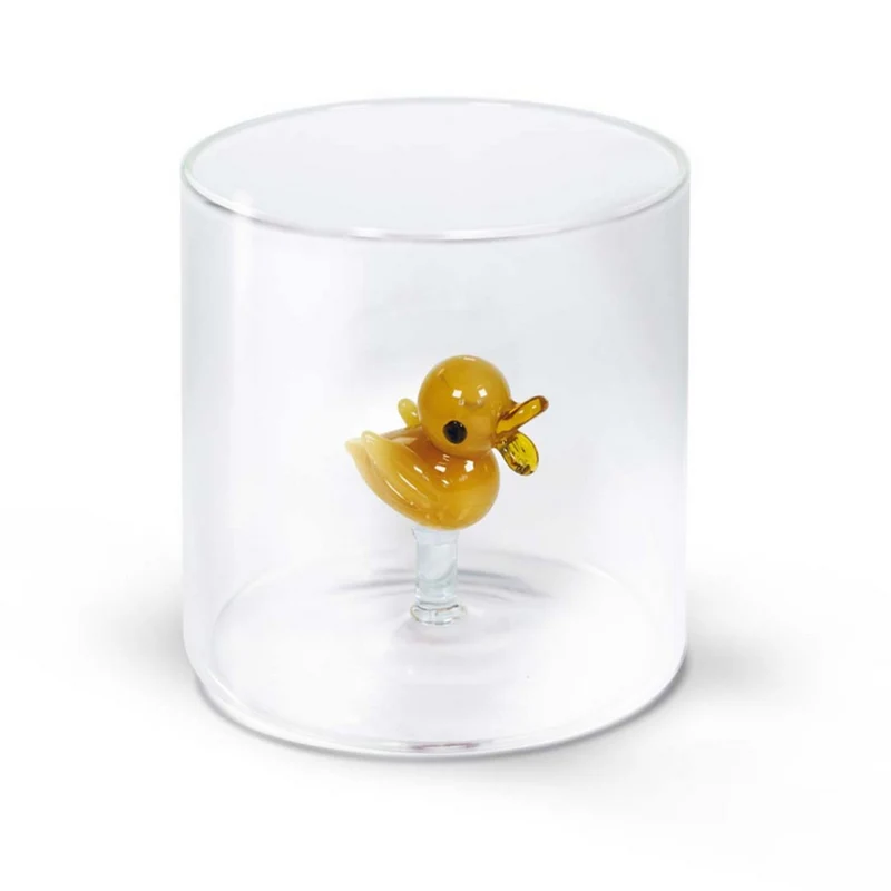 Bicchiere in vetro borosilicato Capacità 250 ml Decoro paperella