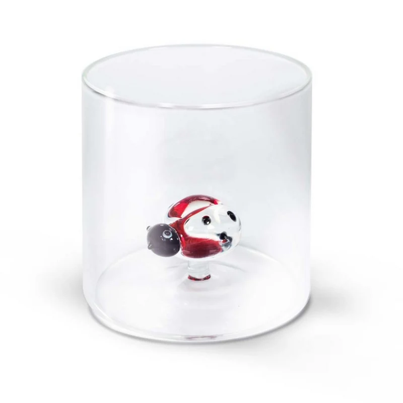 Wd Lifestyle Bicchiere in vetro borosilicato Capacità 250 ml Decoro coccinella -