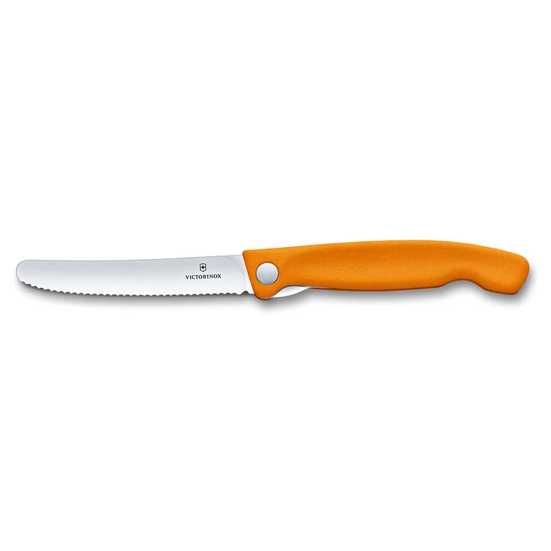 Coltello tavola ondulato pieghevole - manico arancione