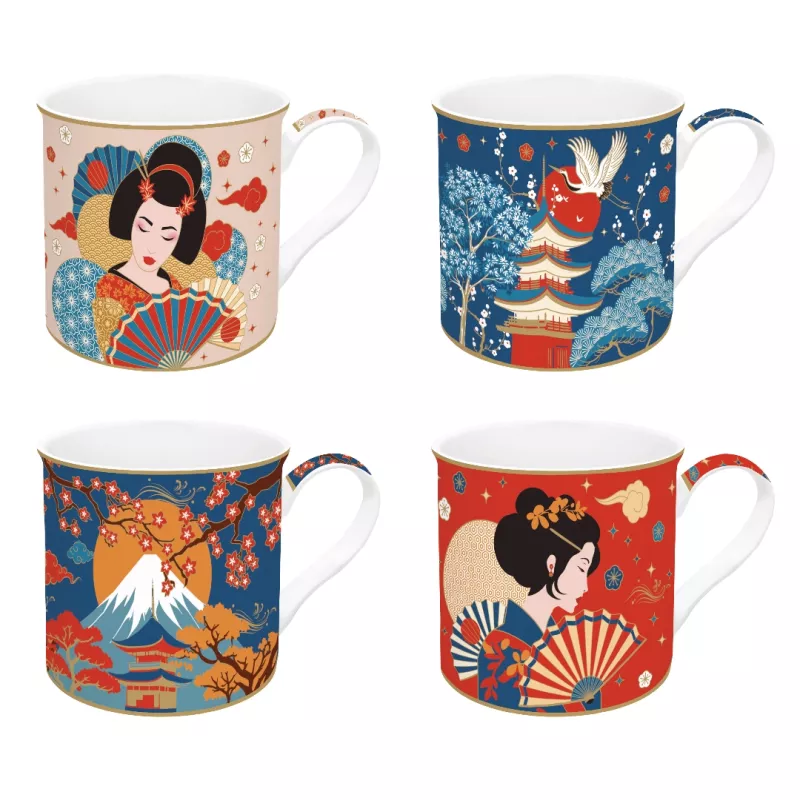 Set 4 Mugs in Porcellana - 30cl / Tokyo
