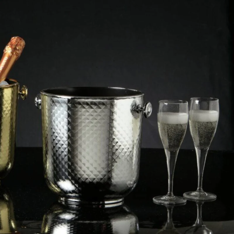 Secchiello champagne diamante argento con pomoli