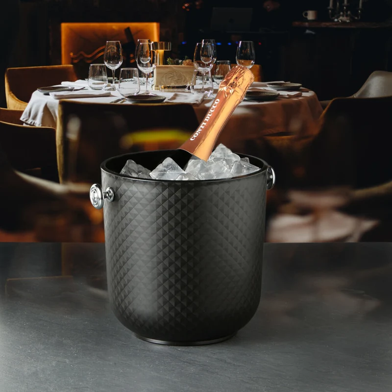 Secchiello champagne diamante nero con pomoli