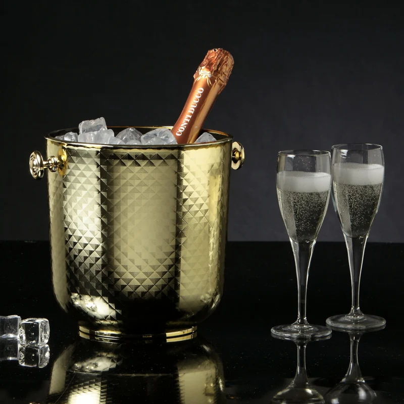 Secchiello champagne diamante oro con pomoli