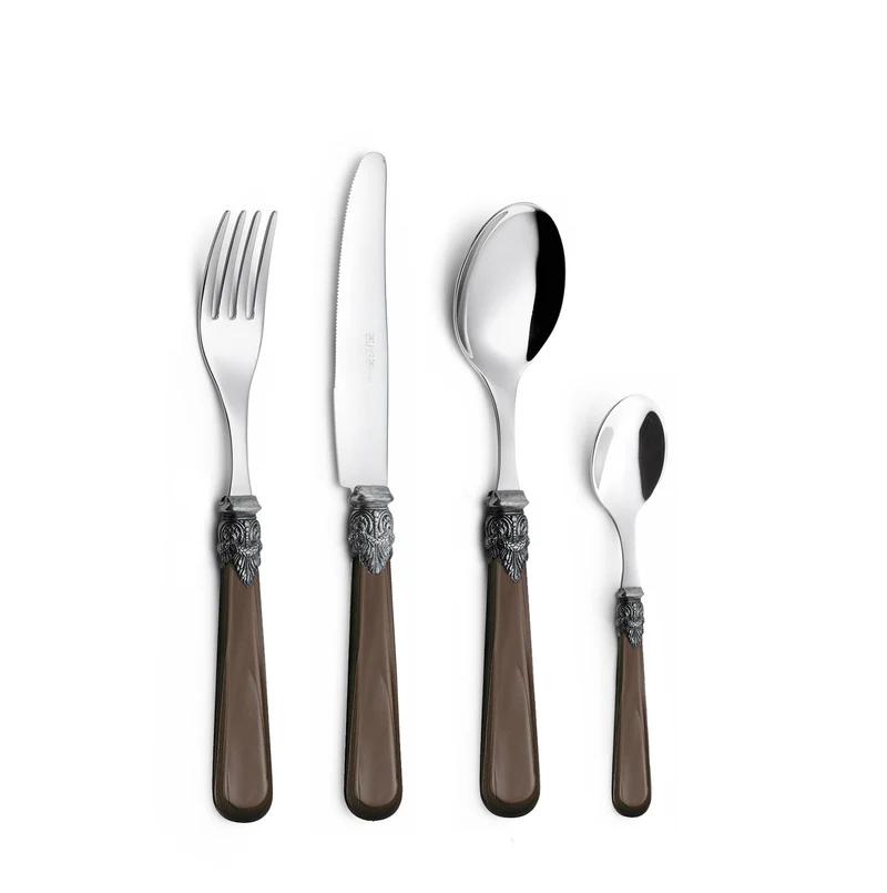 Servizio Set di Posate 24 pezzi in Acciaio Inox Eme Napoleon Perlato Marrone 1124