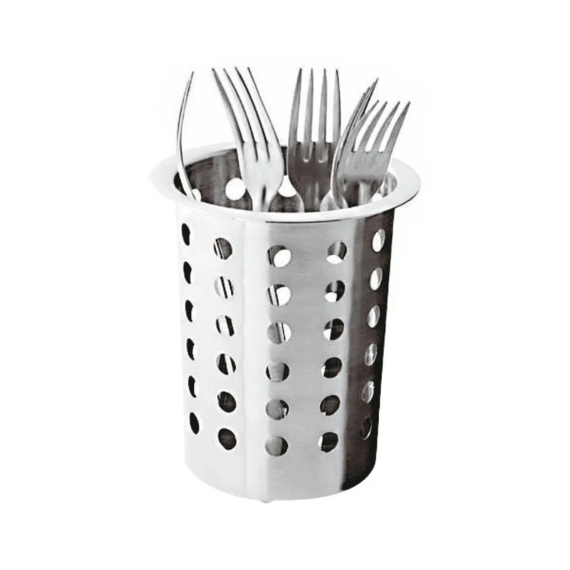 Cesto porta posate ø cm.10 h.14 inox forato