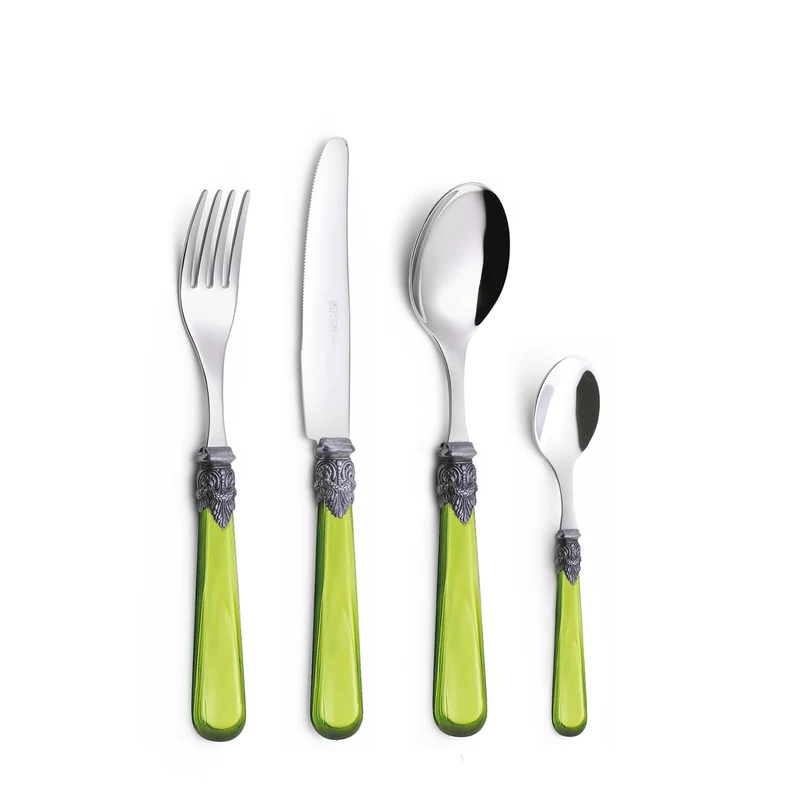 Servizio Set di Posate 24 pezzi in Acciaio Inox Eme Napoleon Perlato Verde 69