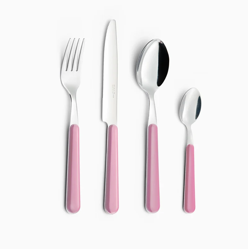 Servizio Set di Posate 24 pezzi in Acciaio Inox Eme Brio Fuxia 12
