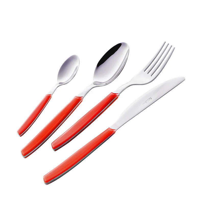 Servizio Set di Posate 24 pezzi in Acciaio Inox Eme Cromo Rosso 88