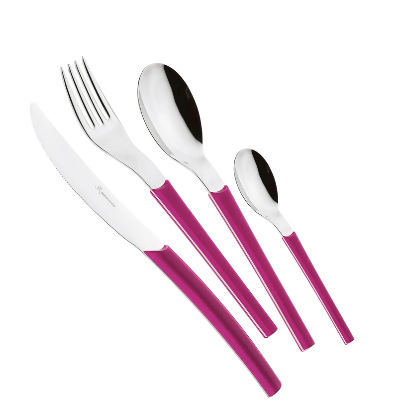 Servizio Set di Posate 24 pezzi in Acciaio Inox Eme Loto Fuxia 239