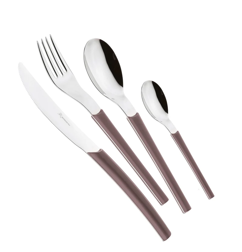 Servizio Set di Posate 24 pezzi in Acciaio Inox Eme Loto Nocciola 408