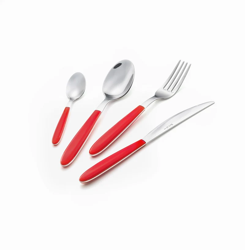 Servizio Set di Posate 24 pezzi in Acciaio Inox Eme Vero Rosso 11