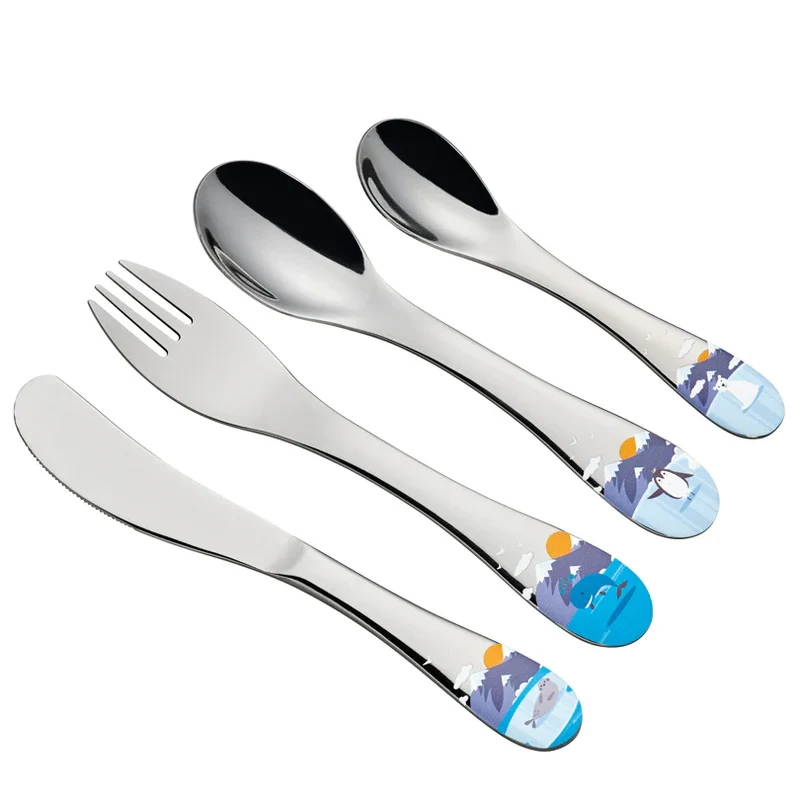 Set 4 Pezzi Posate per bambini "Seaworld" - Acciaio Inox