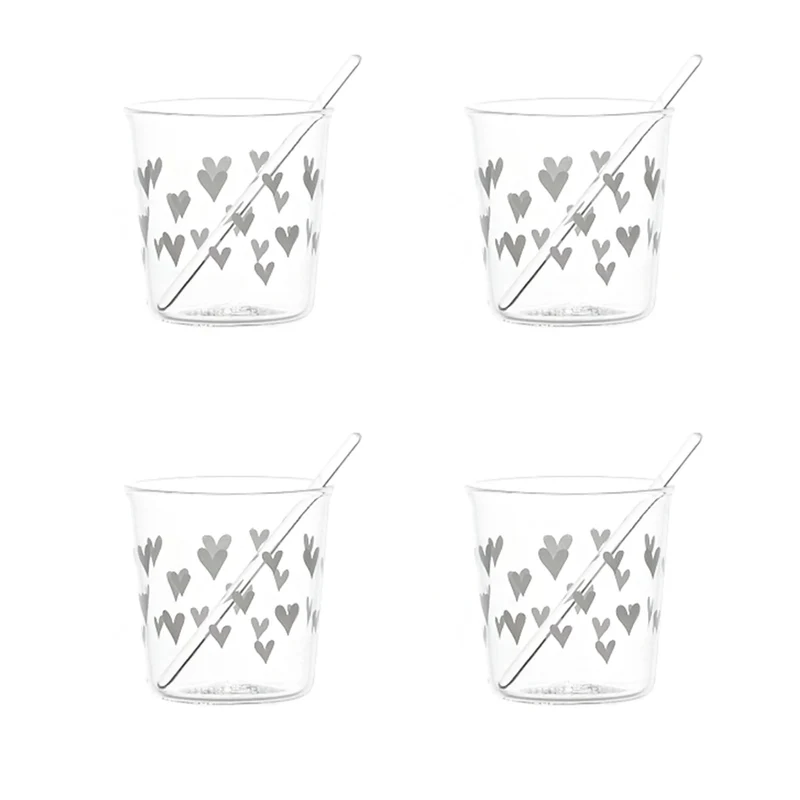 Set 4 bicchierini espresso - Cuori in bianco
