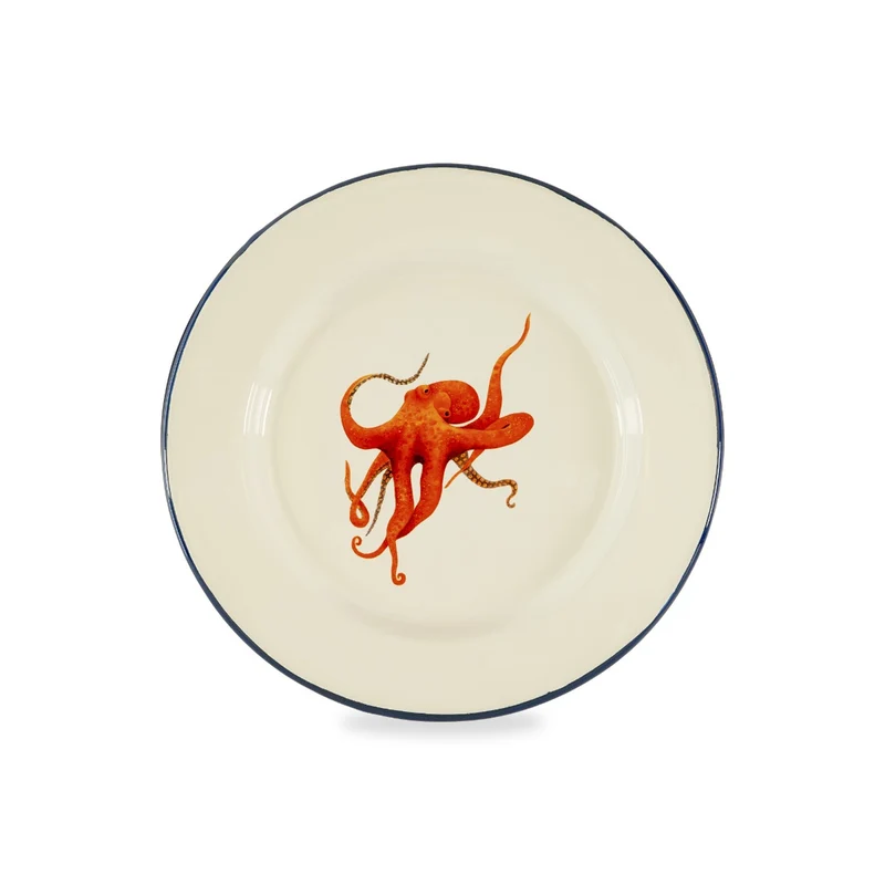 Piatto in latta smaltata - Crema 25cm
