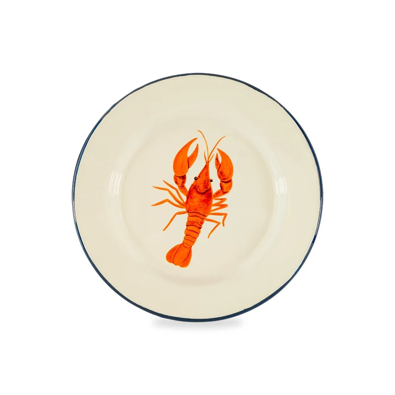 Piatto in latta smaltata - Crema 25cm