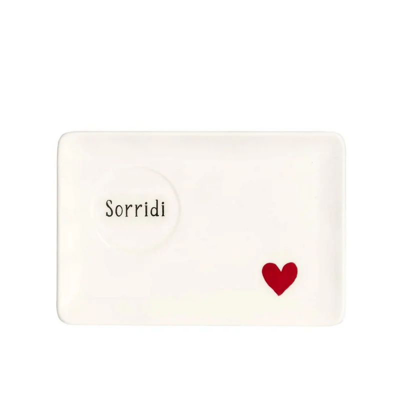Set 2 Piatto Tazzine Espresso " Sorridi " - Cuore Rosso