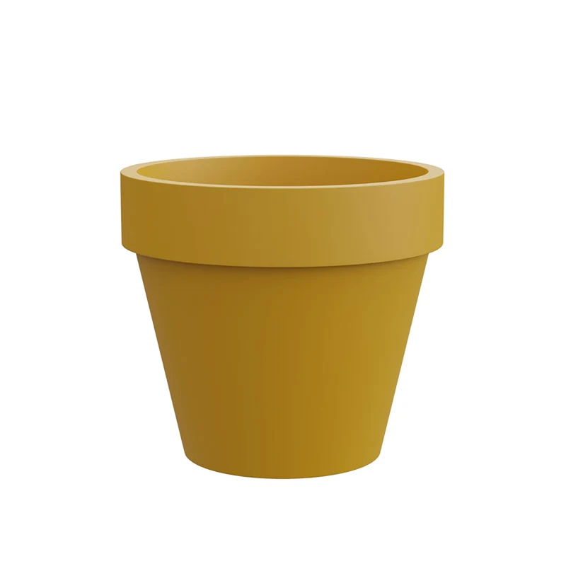 Vaso Rotondo Design Classico Indoor e Outdoor Tera Standard One Moutard Ø80 cm in Plastica Giallo Senape