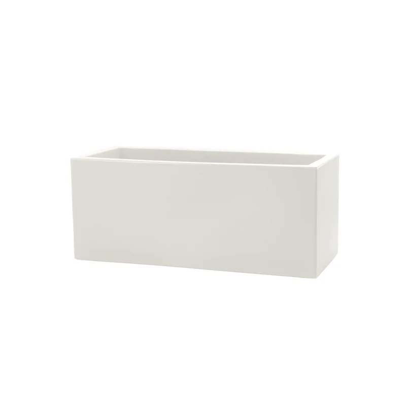 Vaso Rettangolare Indoor e Outdoor Tera Schio Cassa Chalk 60x24,5 cm in Plastica Bianco Gesso