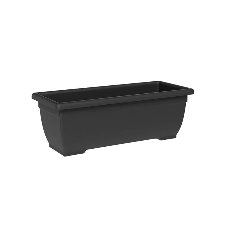 Vaso Rettangolare a Cassettone Indoor e Outdoor Tera Tora Ash 60x25 cm in Plastica Antracite