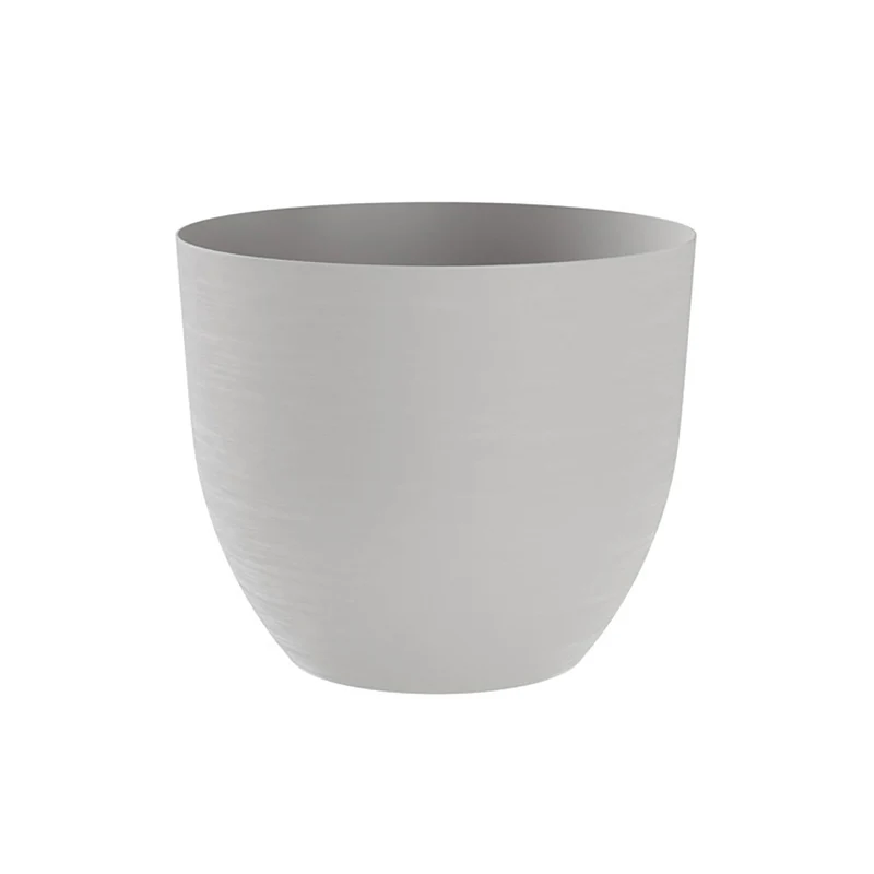 Vaso Rotondo Indoor e Outdoor Tera con Riserva D'acqua Over Cloud Ø28 cm in Plastica Grigio Chiaro