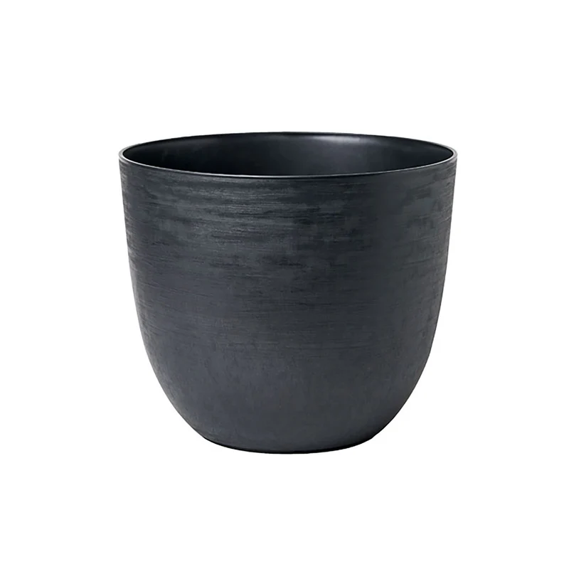 Vaso Rotondo Indoor e Outdoor Tera con Riserva D'acqua Over Black Ø48 cm in Plastica Nero