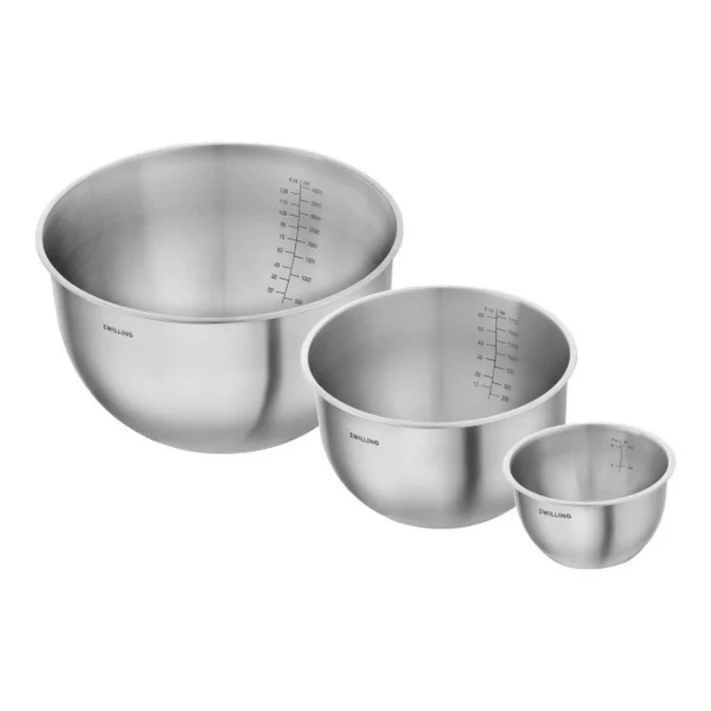 Set di ciotole S/M/L / 3-pz., acciaio inox, argento
