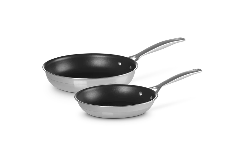 Set 2 padelle in acciaio inox, int. antiaderente - 20 e 24 cm