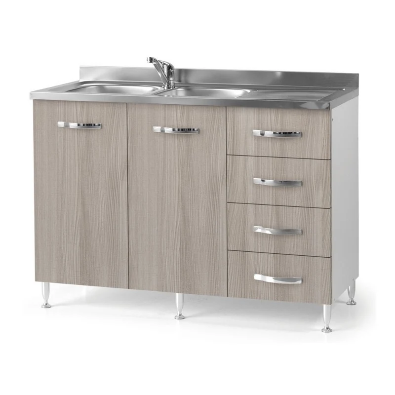 Mobile Sottolavello con cassettiera 120 cm olmo destro