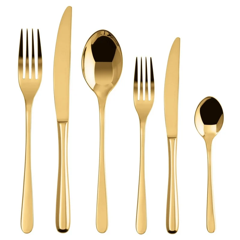 Taste Servizio tavola 36 posate in acciaio inox mirror PVD gold
