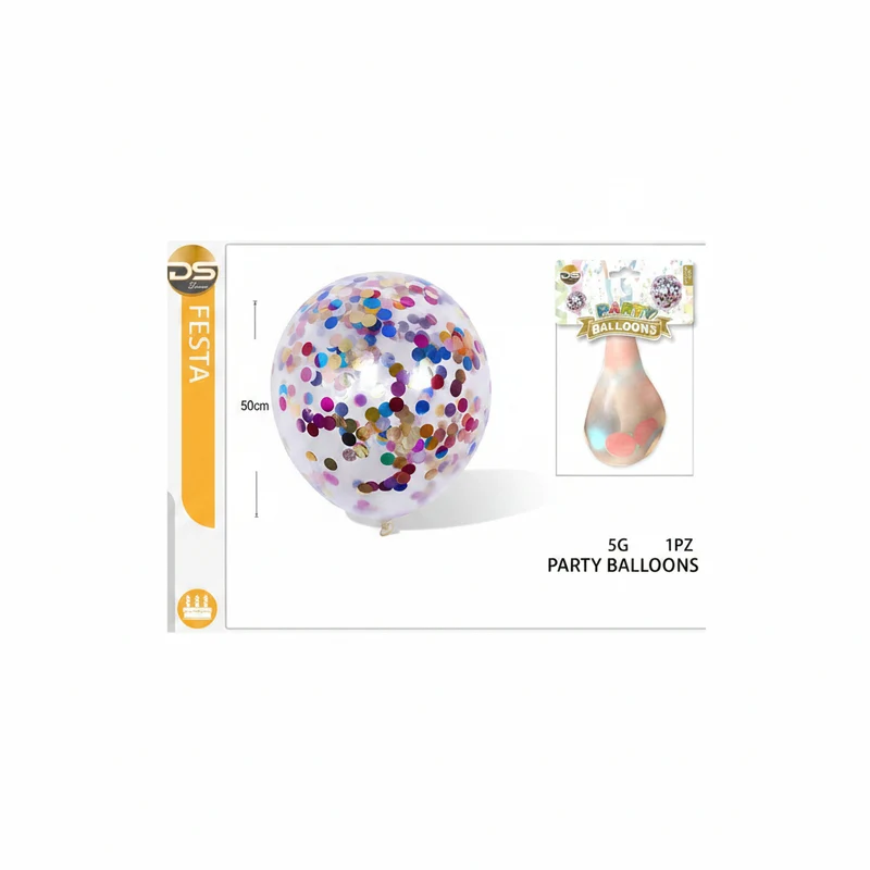 Dz Party Palloncino Trasparente Con Coriandoli Multicolori 5