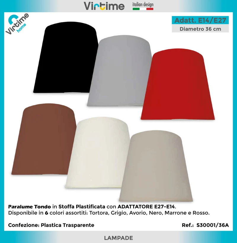 Virtime Paralume Tondo 25X35X22 Cm 6 Colori Assortiti
