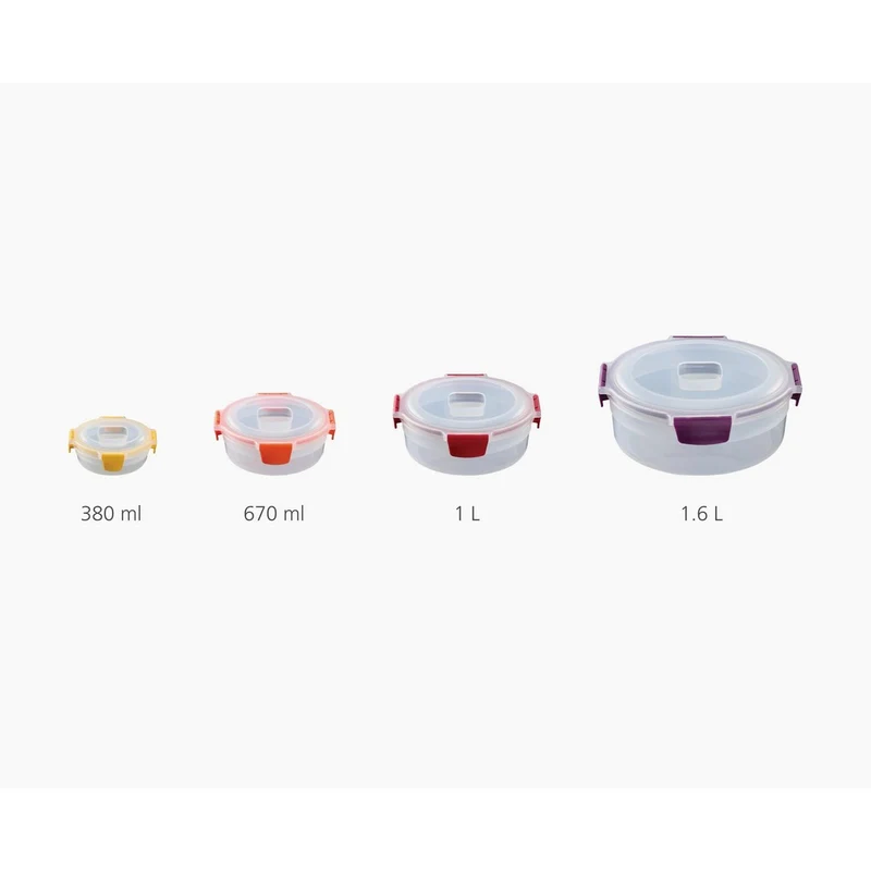 Set di 4 contenitori per alimenti rotondi multicolore Nest Lock