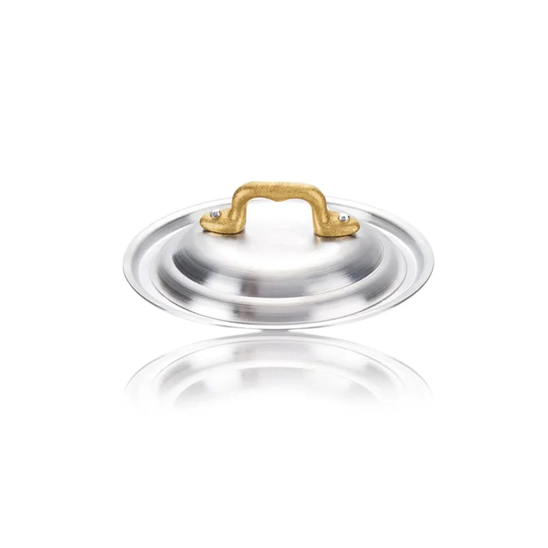 Coperchio alluminio con pomolo in fusione di ottone - 14 cm