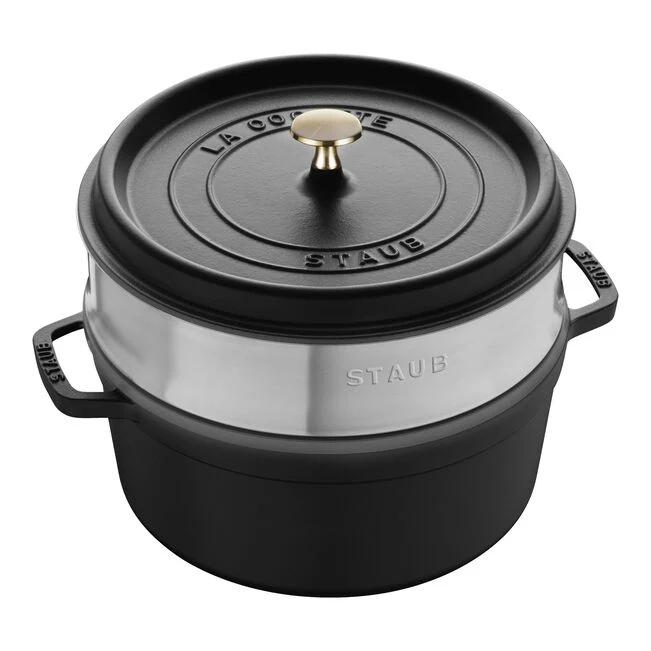 Staub La Cocotte Cocotte con cestello a vapore rotonda - 26 cm, nero